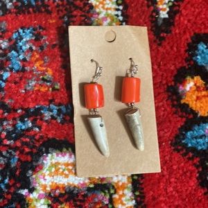 Real Genuine Deer Antler Coral Earrings